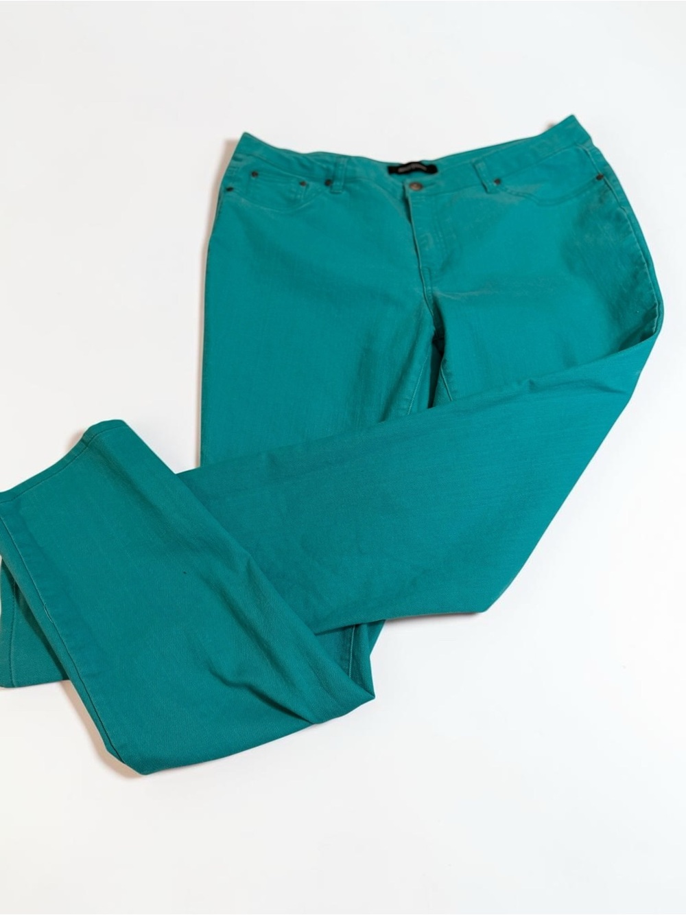 Ashley Stewart Womens Teal Bootcut Jeans Size 16 Stretch Denim Pants - Picture 4 of 6